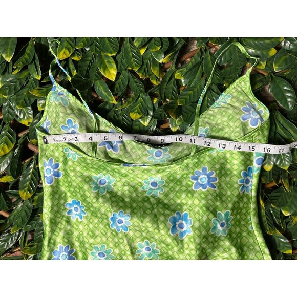 Vintage y2k green blue floral slip mini dress size small - Picture 6 of 8